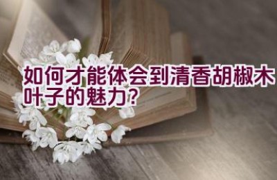 如何才能体会到清香胡椒木叶子的魅力？