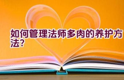 如何管理法师多肉的养护方法？