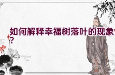 如何解释幸福树落叶的现象？