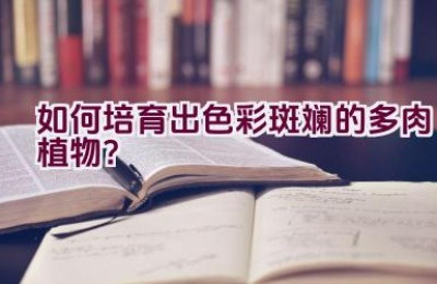 如何培育出色彩斑斓的多肉植物？