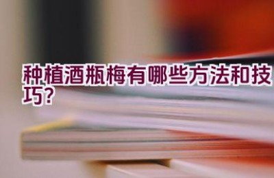 种植酒瓶梅有哪些方法和技巧？