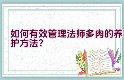 如何有效管理法师多肉的养护方法？