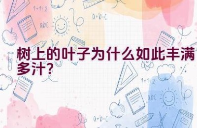 树上的叶子为什么如此丰满多汁？