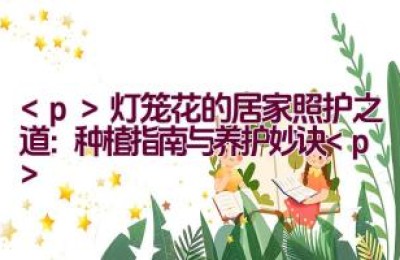 灯笼花的居家照护之道：种植指南与养护妙诀