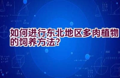 如何进行东北地区多肉植物的饲养方法？