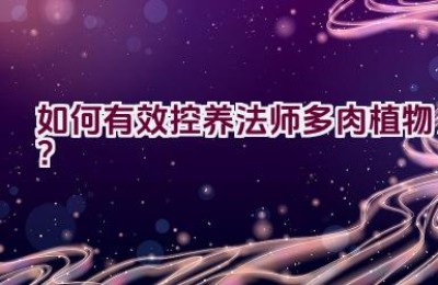 如何有效控养法师多肉植物？
