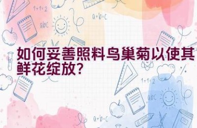 如何妥善照料鸟巢菊以使其鲜花绽放？