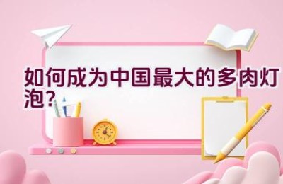 如何成为中国最大的多肉灯泡？