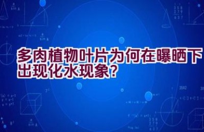 多肉植物叶片为何在曝晒下出现化水现象？