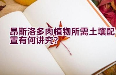 昂斯洛多肉植物所需土壤配置有何讲究？