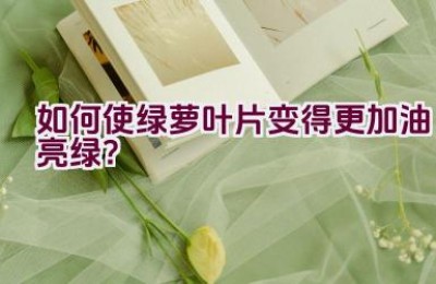 如何使绿萝叶片变得更加油亮绿？