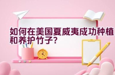如何在美国夏威夷成功种植和养护竹子？