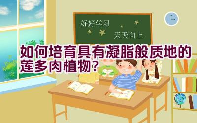 如何培育具有凝脂般质地的莲多肉植物?插图 如何培育具有凝脂般质地的莲多肉植物?插图