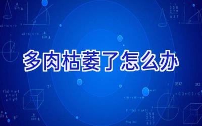 多肉枯萎了怎么办插图 多肉枯萎了怎么办插图
